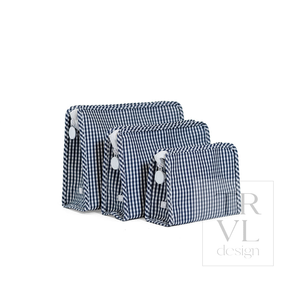 Gingham Navy Medium Roadie Pouch