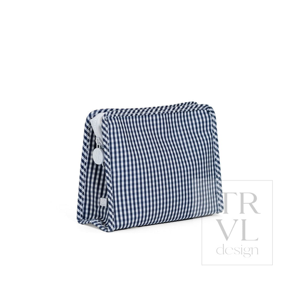 Gingham Navy Medium Roadie Pouch