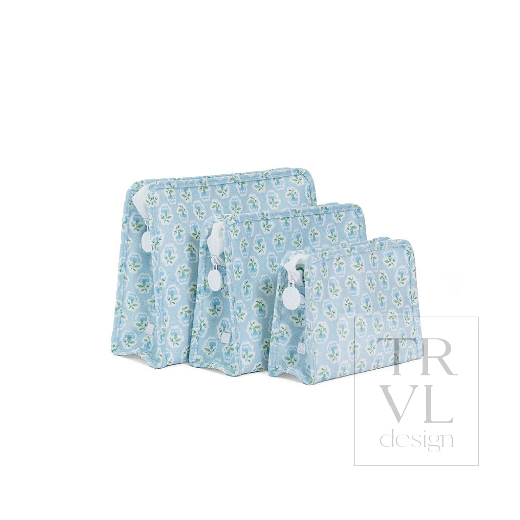 Petite Fleur Blue Medium Roadie Pouch