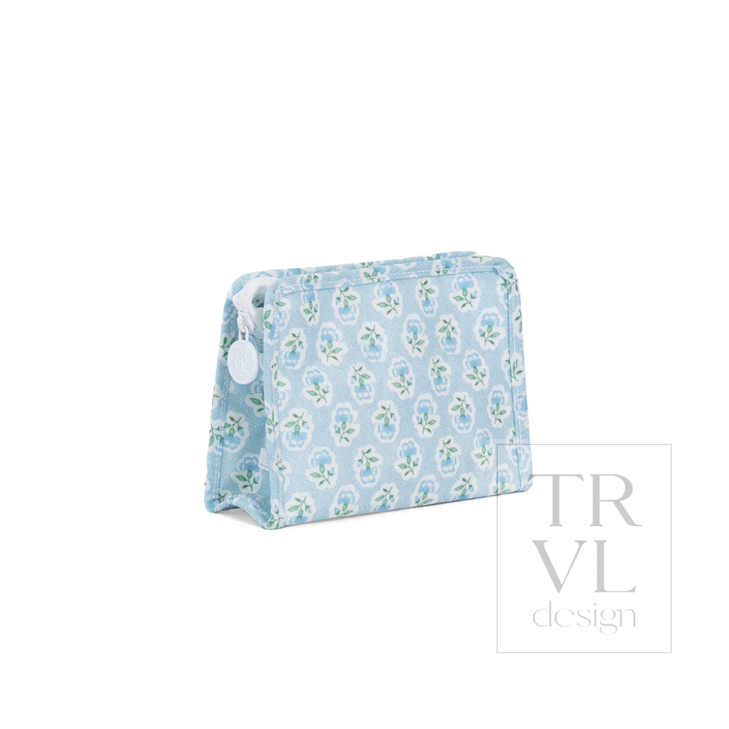 Petite Fleur Blue Medium Roadie Pouch