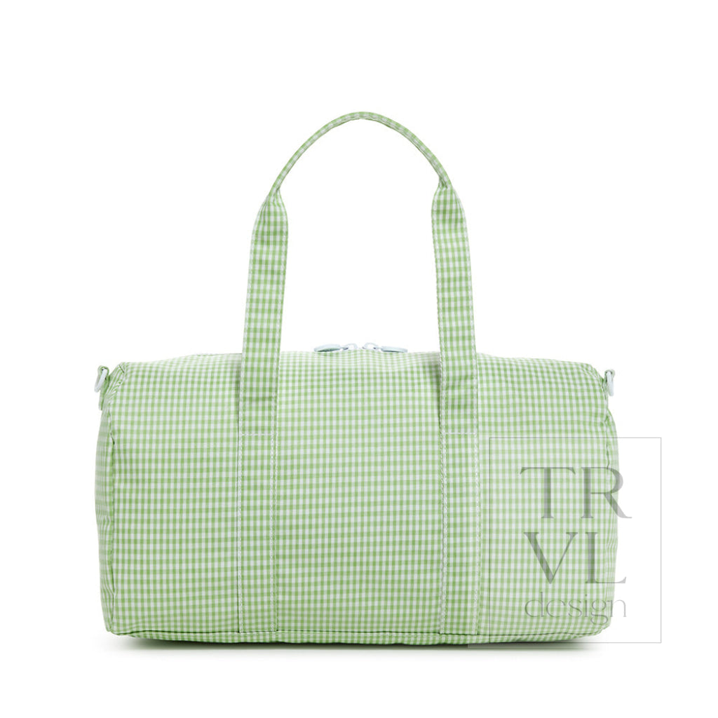 Gingham Leaf Green Weekender Duffel Bag