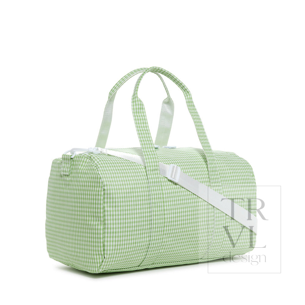 Gingham Leaf Green Weekender Duffel Bag