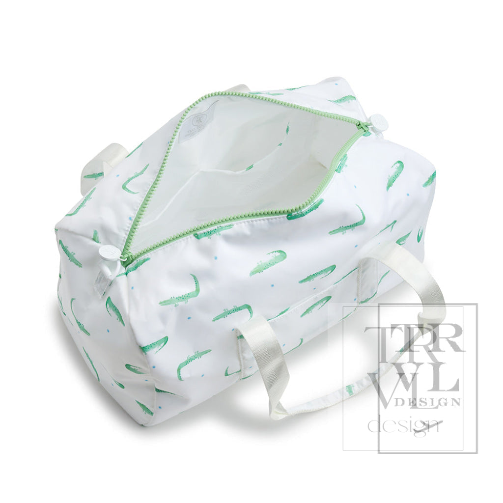 Gingham Leaf Green Weekender Duffel Bag